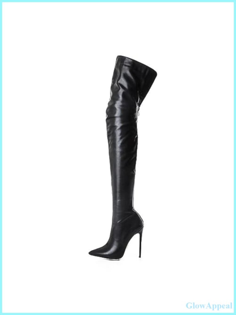 Faux Leather Pointed Toe Over the Knee High Heel Boots Zip Back